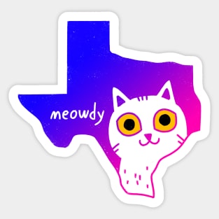 Neon Meowdy Texas Cat Sticker